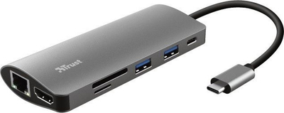 Stacion USB-C Trust Dalyx 7 në 1, HDMI 4K, 100W, gri