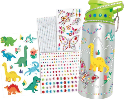 Set kreativ shishe uji Maksik Creative Dinosaur, me ngjitëse, me dekore diamante, shumëngjyrëshe