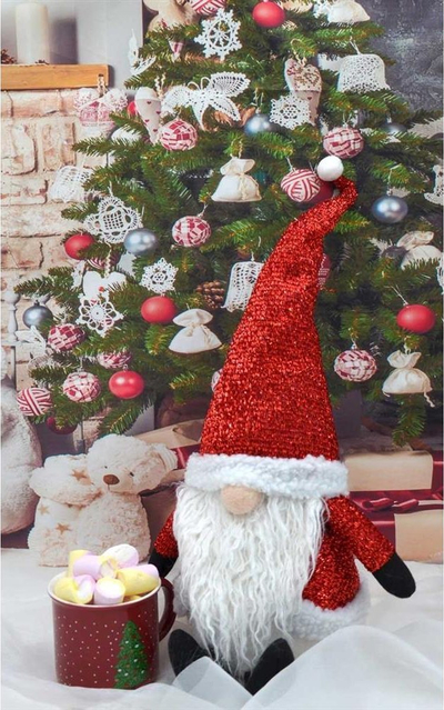 Figurë zbukurimi Saska Christmas Gnome Santa, 50 cm, me shkëlqim, e kuqe