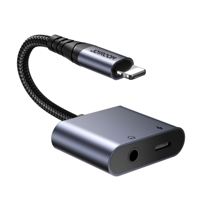 Adaptor audio Joyroom SY-L01, Lightning në 3.5mm dhe Lightning, i zi
