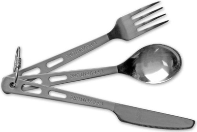 Сет прибор за кампување Lifeventure Titanium Cutlery Set LM9515, титаниум, многу лесен