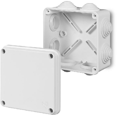 Kuti hermetike sipërfaqësore ELEKTRO-PLAST 0243-10, 118x118x68mm, IP55, e bardhë