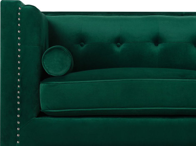 Divan AVALDSENES Velvet, 3 vende, kadife, jeshile smerald