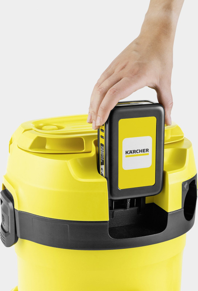 Fshesë me ujë dhe pluhur Kärcher WD 2-18 Battery Set V-12/18, 12L, me bateri, e verdhë e zezë