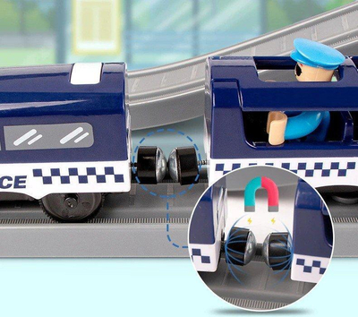 Set trenash Leantoys Train Set Blue Town, 92 pjesë, lodër ndërtuese, shumëngjyrëshe