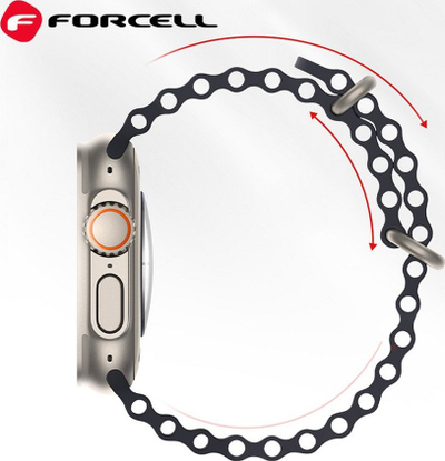 Rrip ore Forcell F-Design Strap FA12 për Apple Watch 42-49mm, silikon, blu