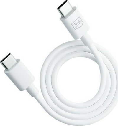Kabllo kariku 3MK Hyper USB C në USB C, 1.2m, 100W, e bardhë