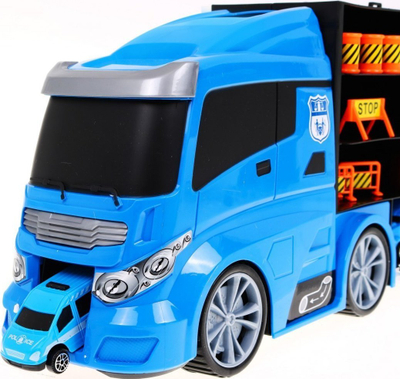 Lodër kamion transportues Ramiz Car Transporter, me makina dhe helikopter, blu