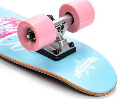 Skateboard Meteor Cruiser Donuts, druri 7 shtresa, kushineta ABEC-7, blu me rozë