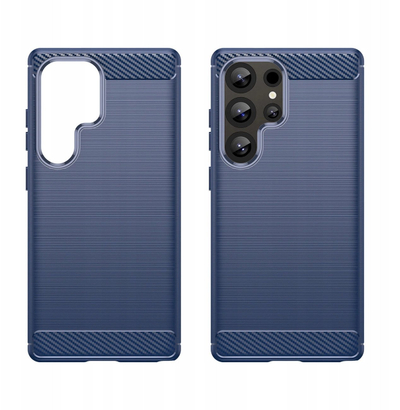 Силиконска заштитна маска за Samsung Galaxy S25 Ultra, карбон ефект, сина