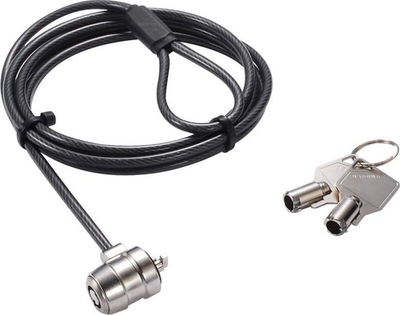 Kabëll sigurie Dicota T-Lock Base, 2m, me çelësa, ngjyrë zi-argjendtë