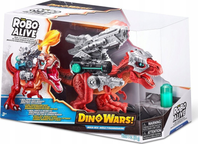 Lodër robotike Zuru Robo Alive Dino Wars Mega Rex, me zëra dhe lëvizje, dinosaur T‑Rex i kuq