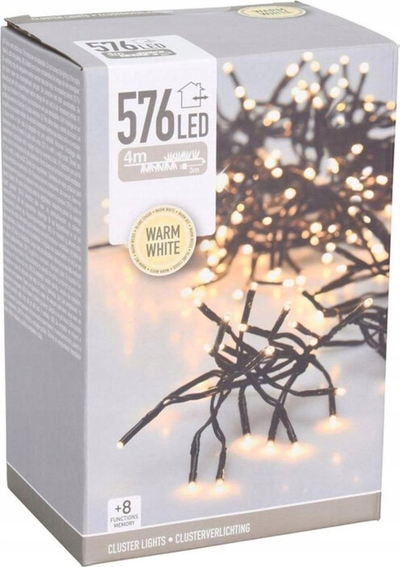 Drita dekorative Cluster, 576 LED, 4m, e bardhë e ngrohtë