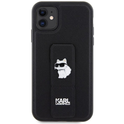 Futrollë telefoni Karl Lagerfeld KLHCN61GSACHPK, iPhone 11 XR 6.1", Gripstand Saffiano, e zezë