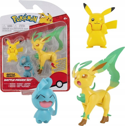 Set figurina Pokémon Battle Figure, 3 copë, Pikachu Wynaut Leafeon, shumëngjyrësh