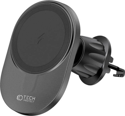 Mbajtëse magnetike për makinë Tech-Protect MM15W-V1, MagSafe, karikim wireless 15W, e zezë
