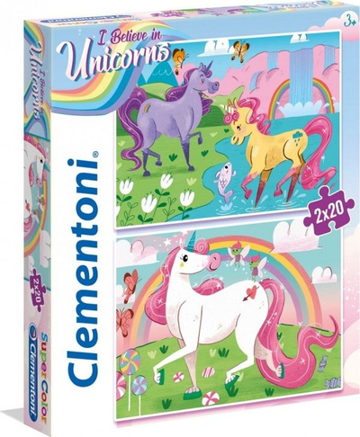 Puzzle Clementoni I Believe in Unicorns, set 2x20 copë, shumëngjyrësh