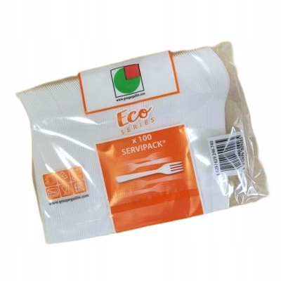 Pirunë njëpërdorimsh Stacked Eco Series, plastikë PS, 100 copë, të bardhë