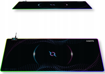Mousepad gaming AQIRYS Eclipse Extra Large, RGB, tapet i madh për mi, i zi