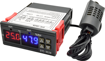 Termostat dixhital STC-3028, 230V, kontroll temperature dhe lagështie, gri