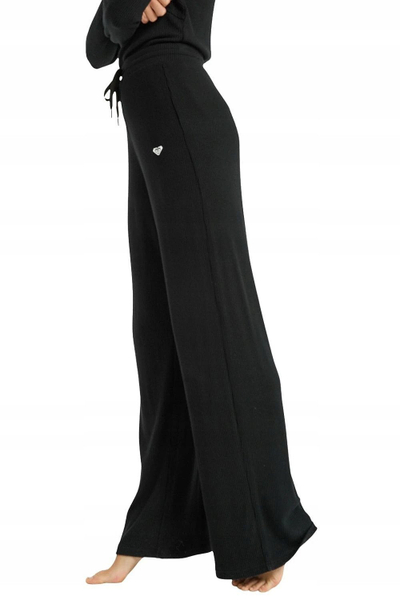 Pantallona sportive Roxy Rise &amp; Vibe New Rib, wide leg, bel i lartë, antracit e zezë