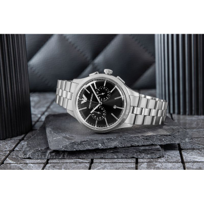 Orë dore Emporio Armani AR11691, kronograf, çelik inoks, argjend