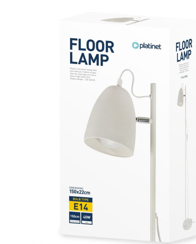 Стоечка лампа Platinet Floor Lamp, метал 150 cm, 40W E14, бела