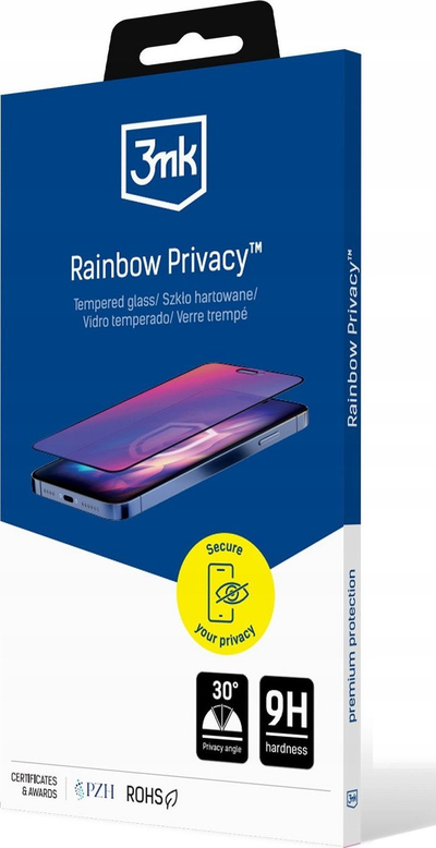 Mbrojtës ekrani 3mk Rainbow Privacy për Apple iPhone 16E, xham 9H, efekt privatësie, transparent shumëngjyrësh