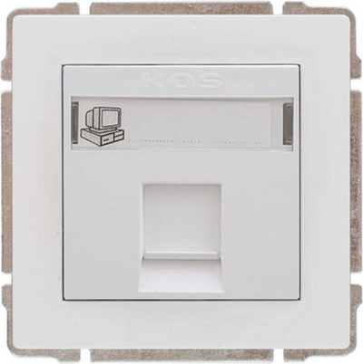 Lidhës elektrik KOS me një prizë KOS66 RJ45, i bardhë