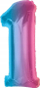 Balon numër folie Rainbow 1, 92 cm, shumëngjyrësh