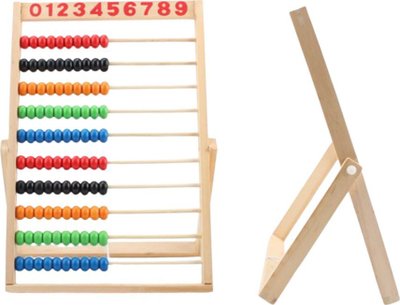 Abak prej druri Viga Toys School, 10 rreshta, rruza shumëngjyrëshe