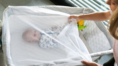 Krevat anësor për bebe Lionelo Theo, me rrota, deri 9 kg, gri