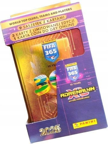 Set kartash Panini FIFA 365 Adrenalyn XL 2025 Metal Box, 7 paketime, 46 letra, shumëngjyrëshe