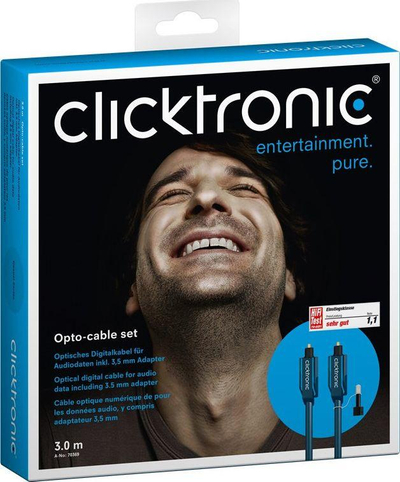 Kabllo audio optike ClickTronic Casual, TOSLINK në TOSLINK, 3 metra, blu