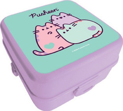 Кутија за ручек Pusheen, 2 нивоа, со прегради, пастелно виолетова