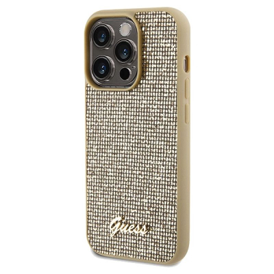 Kapak telefoni Guess Disco Metal Script për iPhone 14 Pro Max, 6.7", hardcase, ngjyrë ari