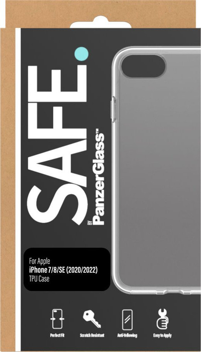 Futrollë PanzerGlass SAFE ClearCase për iPhone SE 2020 2022 8 7, TPU, rri me MagSafe, transparente