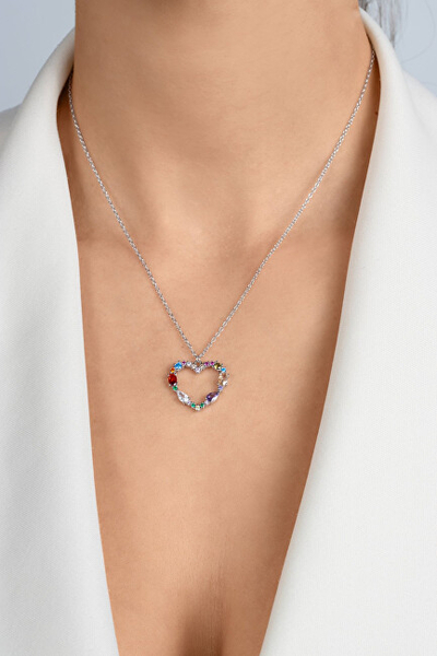 Varëse e Bukur Argjendi Heart me Zircone të Ngjyrosura NCL178W