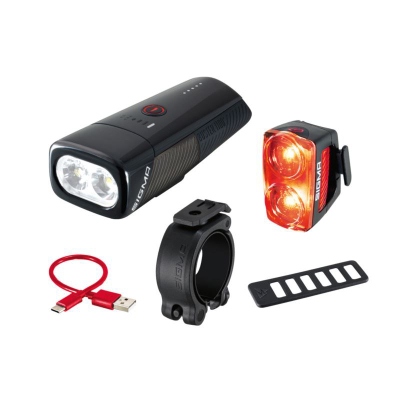 Set drita biçiklete Sigma Buster 1100 RL150, 1100 lumen, deri 50 orë, i zi