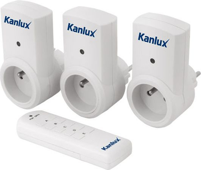 Set priza me telekomandë Kanlux APO TM-3, 3 copë, 25 m, të bardha
