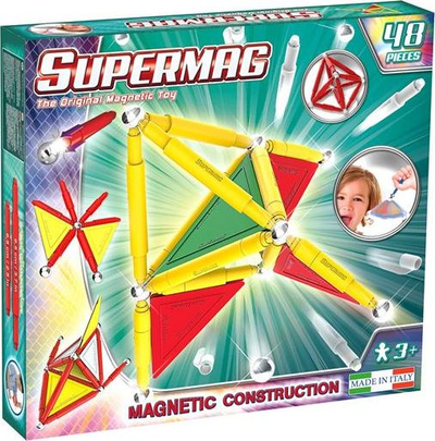 Lodër magnetike konstruktive Plastwood Supermag Tags, 48 pjesë, 3+, shumëngjyrëshe
