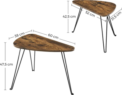 Set tavolina kafe Loft Two-piece, 2 pjesë, stil rustik, kafe