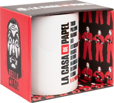 Filxhan La Casa De Papel, qeramik, dizajn i zi kuqe bardhë