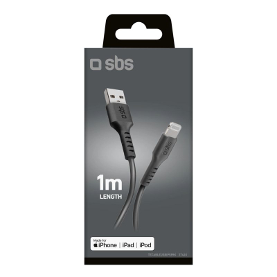 Kabllo USB SBS TECABLEUSBIP589K, 1m, USB 2.0 në Lightning, e zezë