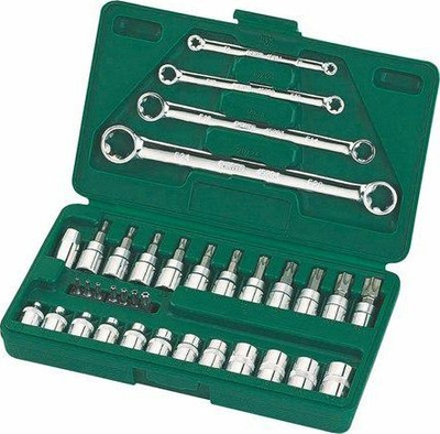 Set çelësash SATA 09010, 35 copë, profil E, kuti e gjelbër