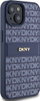 Futrollë DKNY Repeat Pattern Tonal Stripe për iPhone 15, lëkurë PU, blu