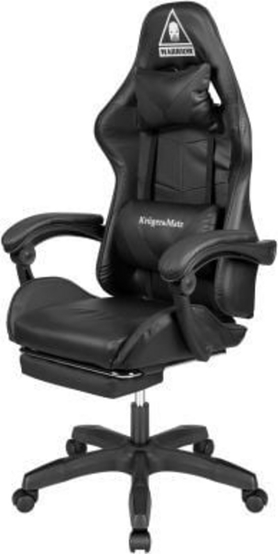 Karrige gaming Kruger&amp;Matz GX-150, me mbajtëse këmbësh, lëkurë eco, e zezë