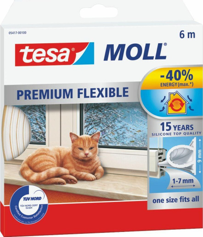 Shirit izolues Tesa Tesamoll 05417-00100-01, 6m, fleksibël, i bardhë