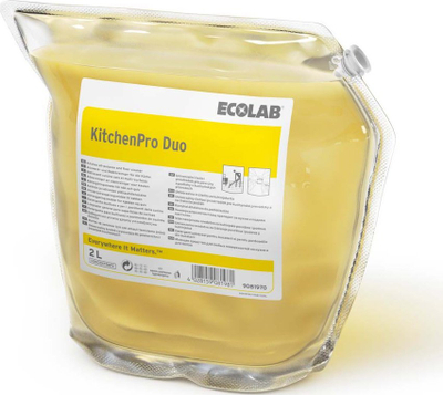 Solucion pastrimi për kuzhinë Ecolab KitchenPro Duo, koncentrat, 2 x 2 L, i verdhë