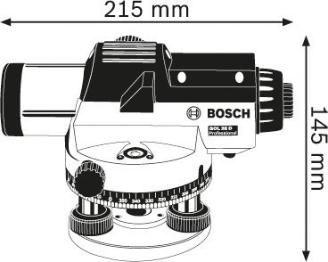 Nivel optik Bosch GOL 26 D Professional, zmadhim 26x, set me tripod dhe shufër matëse, blu